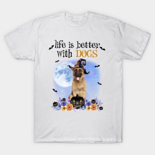 German Shepherd Witch Hat Life Is Better With Dogs T-Shirt